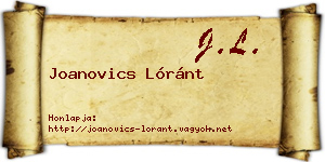 Joanovics Lóránt névjegykártya