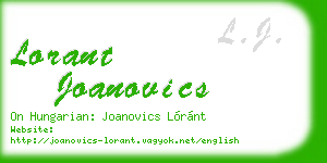 lorant joanovics business card